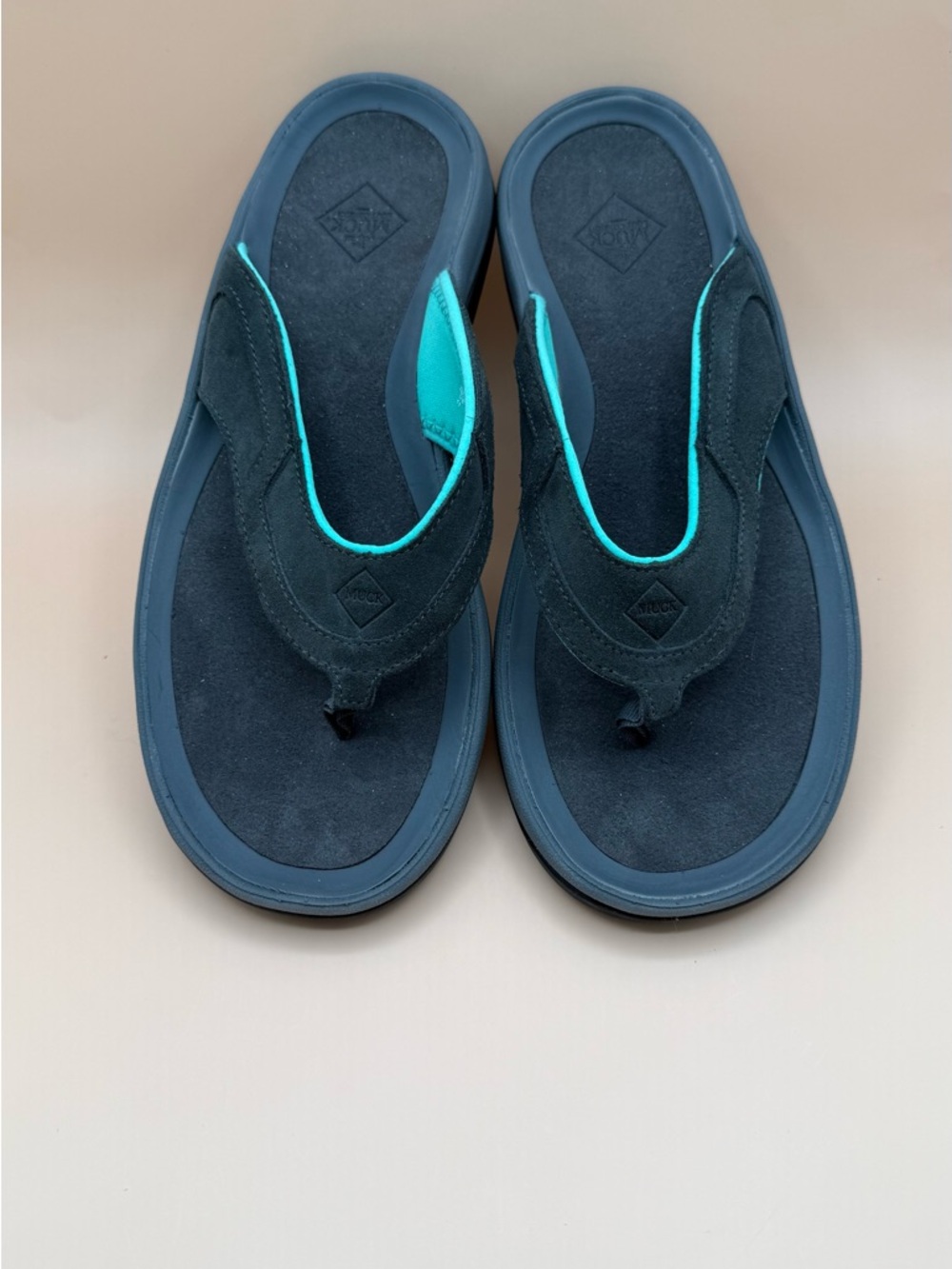 Muck Boot Company “Pegasus” Flip Flops Gray & Teal Comfy Sandals Women's Size 11